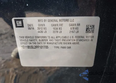 2015 Chevrolet Malibu Ls from USA, damaged, VIN 1G11B5SL2FF101705